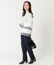 F6FAA03140 MICHEL KLEIN(小さいサイズ)(メゾン ドゥ サンク) [小さいサイズ]ボトルネックボーダーニット オレンジ系