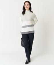 F6FAA03140 MICHEL KLEIN(小さいサイズ)(メゾン ドゥ サンク) [小さいサイズ]ボトルネックボーダーニット オレンジ系