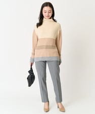 F6FAA03140 MICHEL KLEIN(小さいサイズ)(メゾン ドゥ サンク) [小さいサイズ]ボトルネックボーダーニット オレンジ系