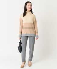 F6FAA03140 MICHEL KLEIN(小さいサイズ)(メゾン ドゥ サンク) [小さいサイズ]ボトルネックボーダーニット オレンジ系
