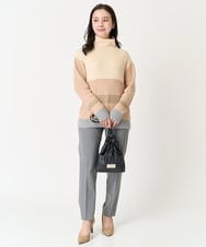 F6FAA03140 MICHEL KLEIN(小さいサイズ)(メゾン ドゥ サンク) [小さいサイズ]ボトルネックボーダーニット オレンジ系