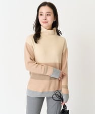 F6FAA03140 MICHEL KLEIN(小さいサイズ)(メゾン ドゥ サンク) [小さいサイズ]ボトルネックボーダーニット オレンジ系