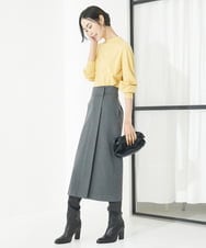 F6FAA15190 MICHEL KLEIN(小さいサイズ)(メゾン ドゥ サンク) [小さいサイズ]ホールガーメント(R)ボトルネックニット(ボーダー/無地) ブラック×ベージュ