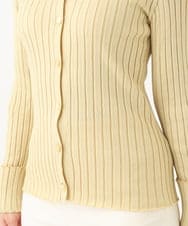 F6FAA46260 MICHEL KLEIN(小さいサイズ)(メゾン ドゥ サンク) [小さいサイズ]ホールガーメント(R)ワイドリブ襟付きニット ライトイエロー
