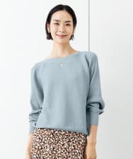 F6FAB17190 MICHEL KLEIN(小さいサイズ)(メゾン ドゥ サンク) [小さいサイズ]ホールガーメント(R)ドルマンスリーブニット（長袖） ライトブルー