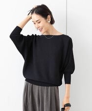 F6FAB17190 MICHEL KLEIN(小さいサイズ)(メゾン ドゥ サンク) [小さいサイズ]ホールガーメント(R)ドルマンスリーブニット（長袖） ブラック