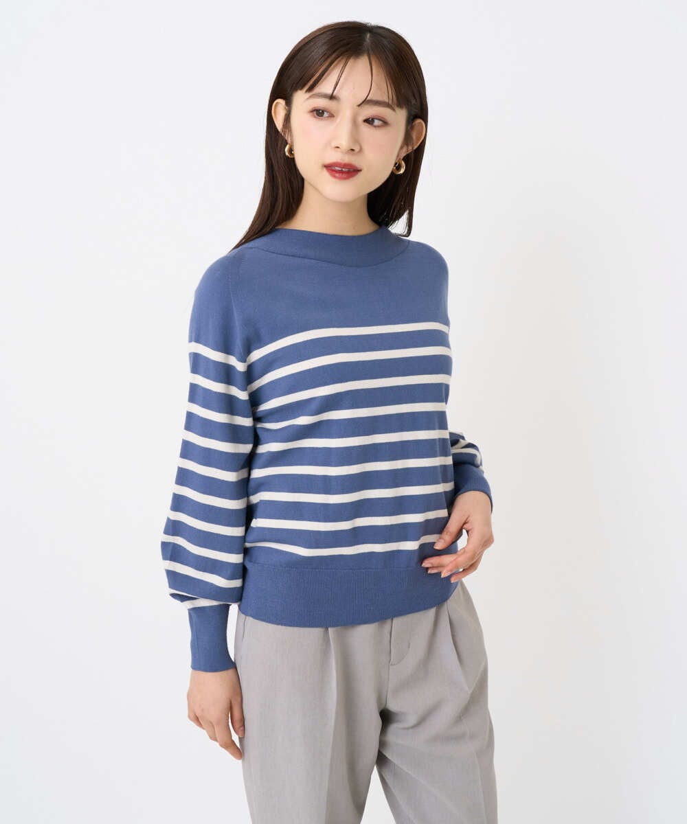 F6FAD15190 MICHEL KLEIN(小さいサイズ)(メゾン ドゥ サンク) [小さいサイズ]ホールガーメント(R)ボトルネックニット ライトブルー