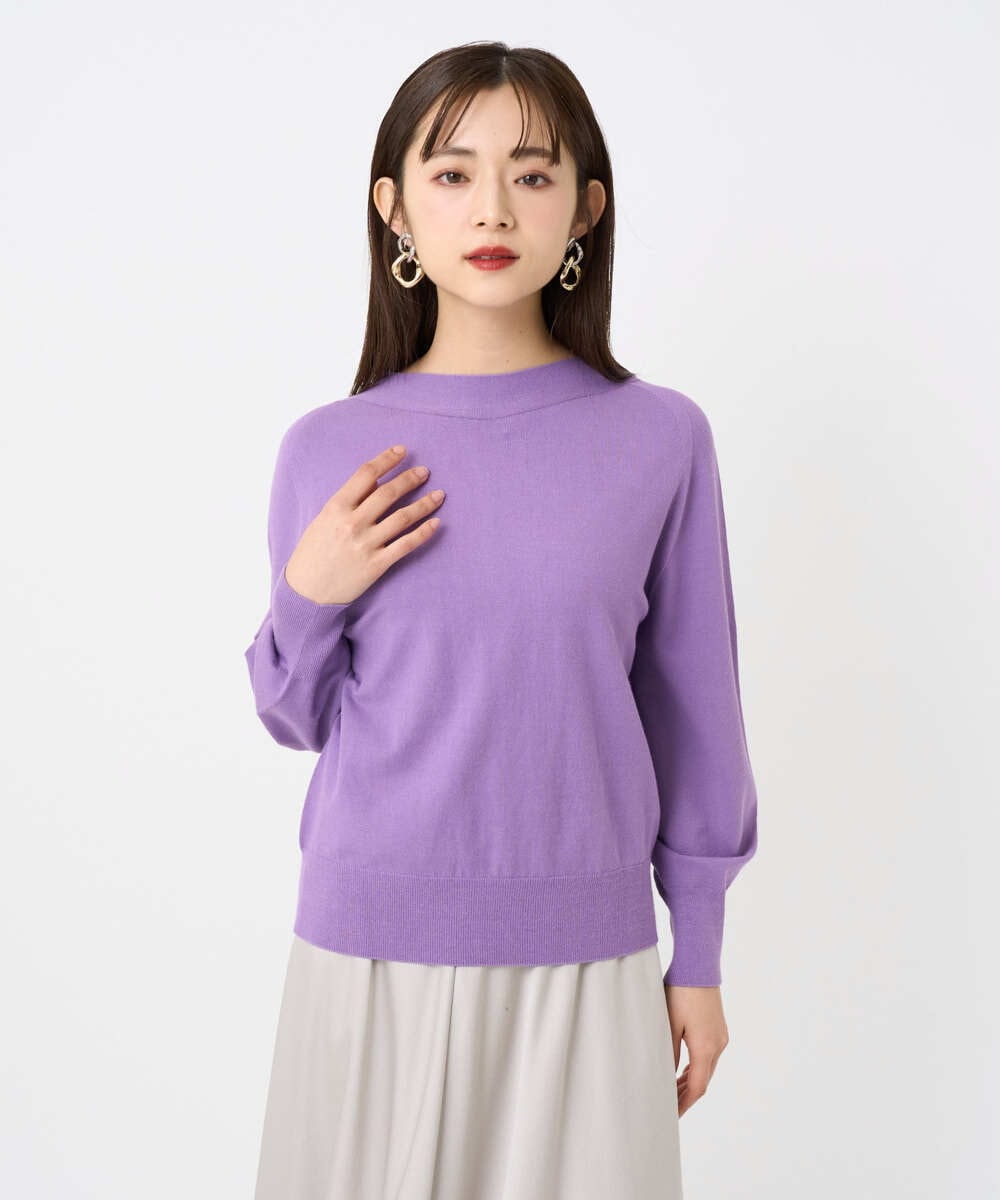 F6FAD15190 MICHEL KLEIN(小さいサイズ)(メゾン ドゥ サンク) [小さいサイズ]ホールガーメント(R)ボトルネックニット ライトブルー