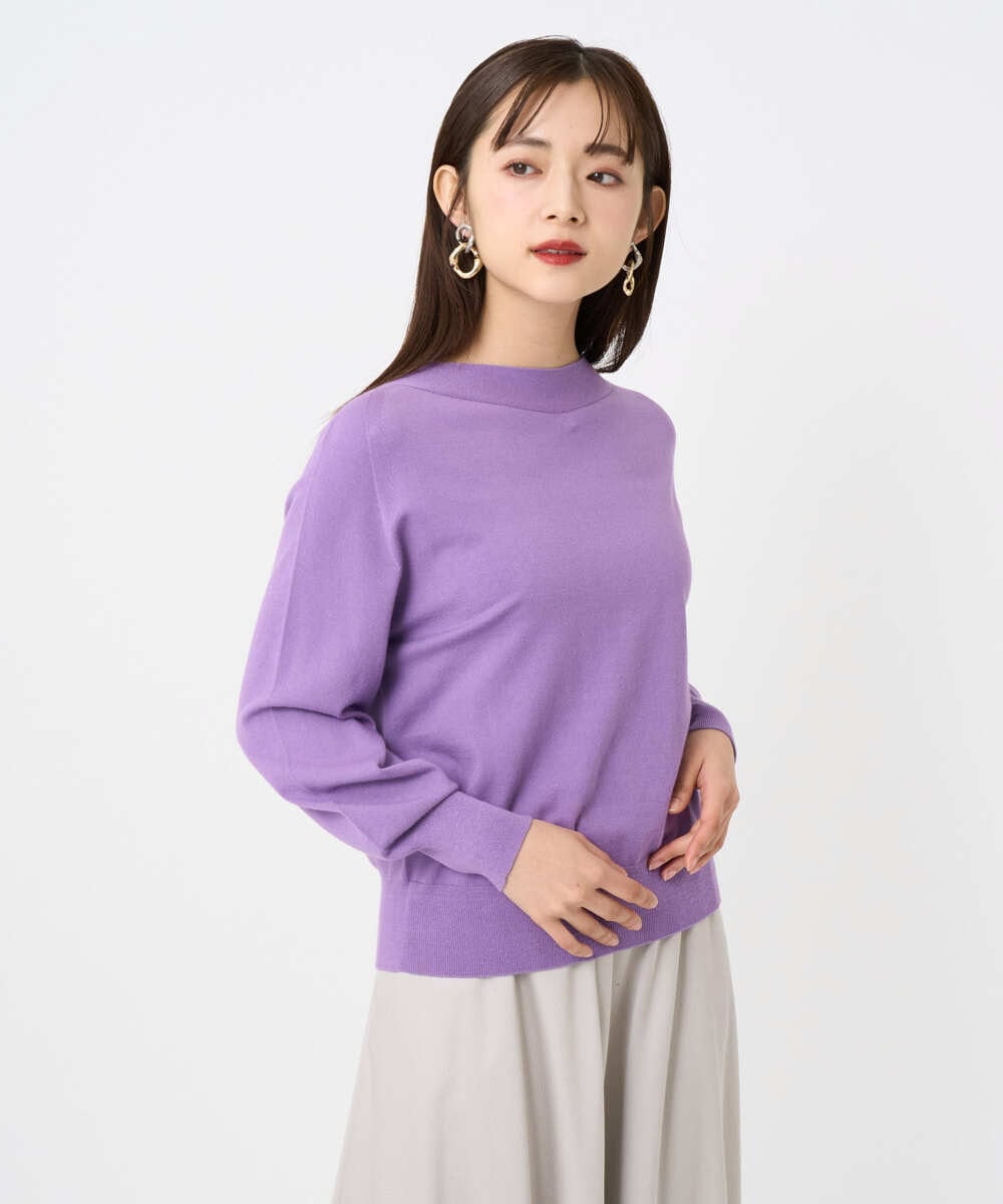 F6FAD15190 MICHEL KLEIN(小さいサイズ)(メゾン ドゥ サンク) [小さいサイズ]ホールガーメント(R)ボトルネックニット ライトブルー