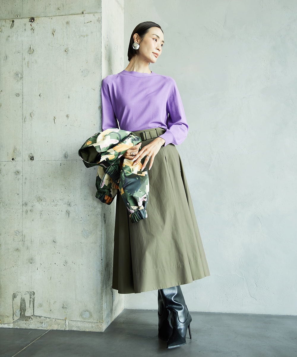 F6FAD15190 MICHEL KLEIN(小さいサイズ)(メゾン ドゥ サンク) [小さいサイズ]ホールガーメント(R)ボトルネックニット ライトブルー