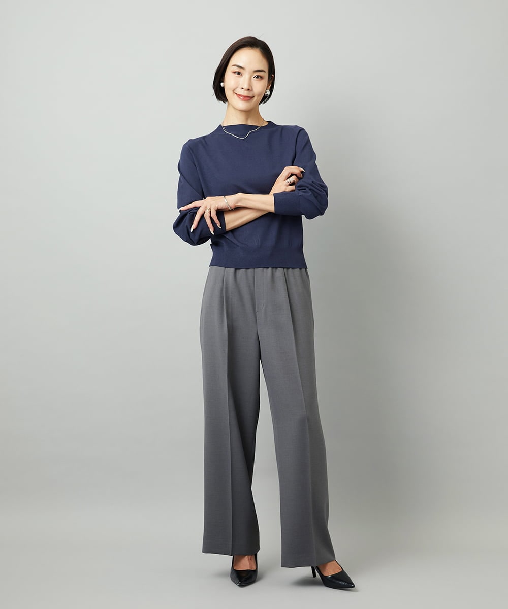 F6FAD15190 MICHEL KLEIN(小さいサイズ)(メゾン ドゥ サンク) [小さいサイズ]ホールガーメント(R)ボトルネックニット ライトブルー