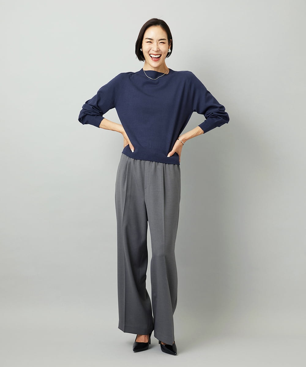 F6FAD15190 MICHEL KLEIN(小さいサイズ)(メゾン ドゥ サンク) [小さいサイズ]ホールガーメント(R)ボトルネックニット ライトブルー