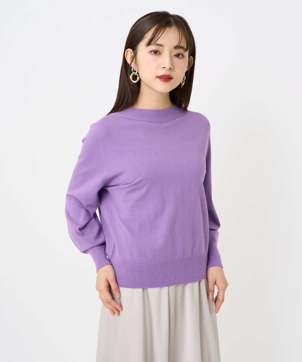 F6FAD15190 MICHEL KLEIN(小さいサイズ)(メゾン ドゥ サンク) [小さいサイズ]ホールガーメント(R)ボトルネックニット ライトブルー