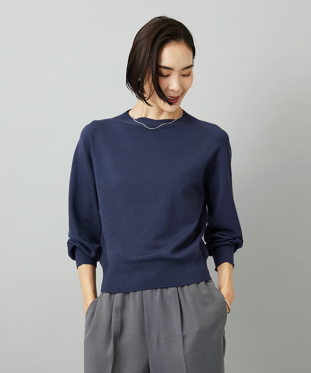 F6FAD15190 MICHEL KLEIN(小さいサイズ)(メゾン ドゥ サンク) [小さいサイズ]ホールガーメント(R)ボトルネックニット ライトブルー