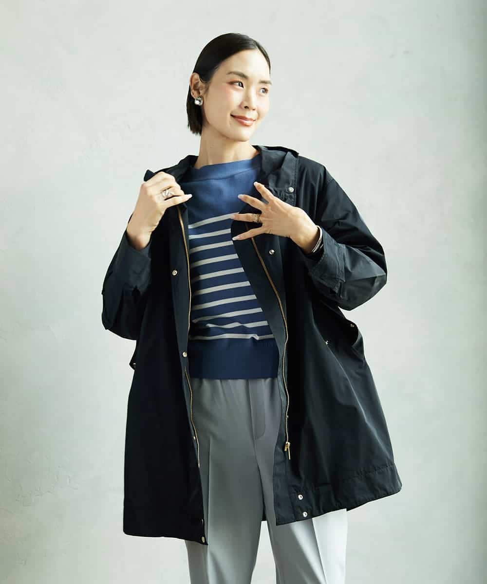 F6FAD15190 MICHEL KLEIN(小さいサイズ)(メゾン ドゥ サンク) [小さいサイズ]ホールガーメント(R)ボトルネックニット ネイビー