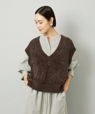 F6FAD16190 MICHEL KLEIN(小さいサイズ)(メゾン ドゥ サンク) [小さいサイズ]フェザータッチVネックベスト ブラウン