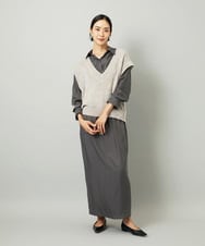F6FAD16190 MICHEL KLEIN(小さいサイズ)(メゾン ドゥ サンク) [小さいサイズ]フェザータッチVネックベスト ブラウン