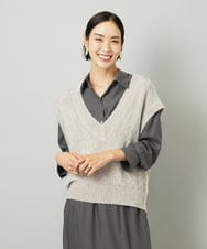 F6FAD16190 MICHEL KLEIN(小さいサイズ)(メゾン ドゥ サンク) [小さいサイズ]フェザータッチVネックベスト ブラウン