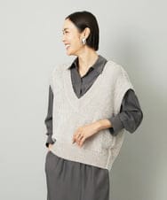 F6FAD16190 MICHEL KLEIN(小さいサイズ)(メゾン ドゥ サンク) [小さいサイズ]フェザータッチVネックベスト ブラウン