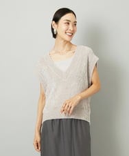 F6FAD16190 MICHEL KLEIN(小さいサイズ)(メゾン ドゥ サンク) [小さいサイズ]フェザータッチVネックベスト ライトグレー