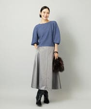 F6FAD18220 MICHEL KLEIN(小さいサイズ)(メゾン ドゥ サンク) [小さいサイズ]ホールガーメント(R)ラメニット ライトグレー