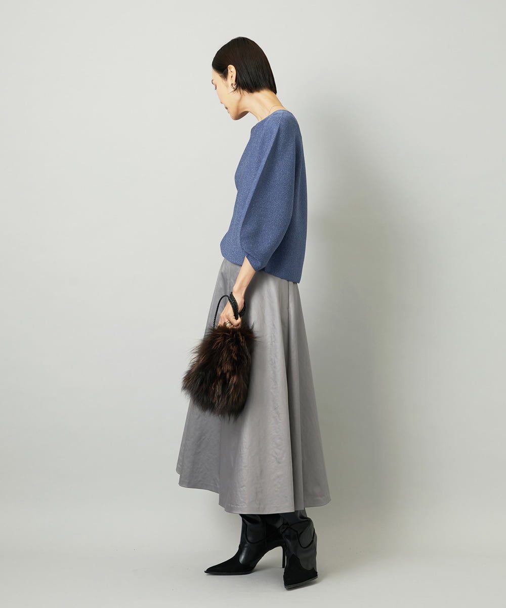 F6FAD18220 MICHEL KLEIN(小さいサイズ)(メゾン ドゥ サンク) [小さいサイズ]ホールガーメント(R)ラメニット ライトグレー
