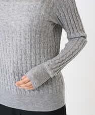 F6FAD20230 MICHEL KLEIN(小さいサイズ)(メゾン ドゥ サンク) [小さいサイズ]シアーケーブルハイネックニット ライトグレー