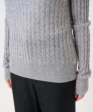 F6FAD20230 MICHEL KLEIN(小さいサイズ)(メゾン ドゥ サンク) [小さいサイズ]シアーケーブルハイネックニット ライトグレー