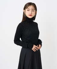 F6FAD20230 MICHEL KLEIN(小さいサイズ)(メゾン ドゥ サンク) [小さいサイズ]シアーケーブルハイネックニット ライトグレー