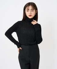 F6FAD20230 MICHEL KLEIN(小さいサイズ)(メゾン ドゥ サンク) [小さいサイズ]シアーケーブルハイネックニット ライトグレー