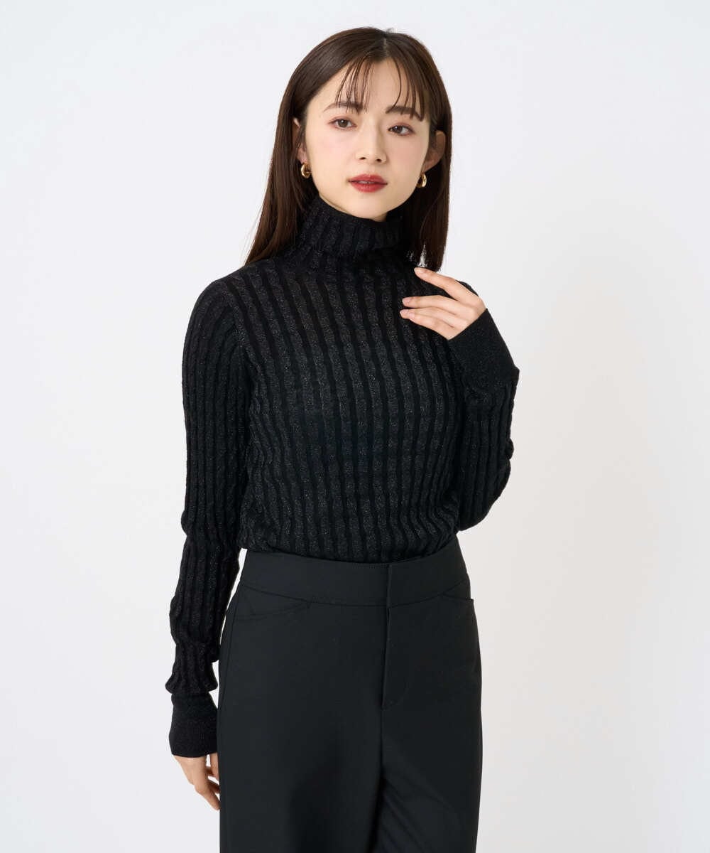 小さいサイズ]シアーケーブルハイネックニット(ニット・セーター