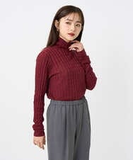 F6FAD20230 MICHEL KLEIN(小さいサイズ)(メゾン ドゥ サンク) [小さいサイズ]シアーケーブルハイネックニット ライトグレー