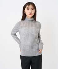 F6FAD20230 MICHEL KLEIN(小さいサイズ)(メゾン ドゥ サンク) [小さいサイズ]シアーケーブルハイネックニット ライトグレー