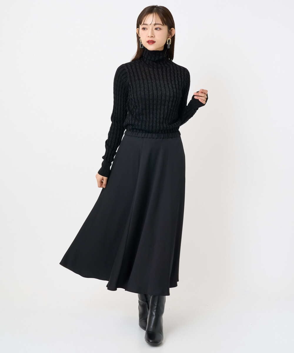 F6FAD20230 MICHEL KLEIN(小さいサイズ)(メゾン ドゥ サンク) [小さいサイズ]シアーケーブルハイネックニット ライトグレー