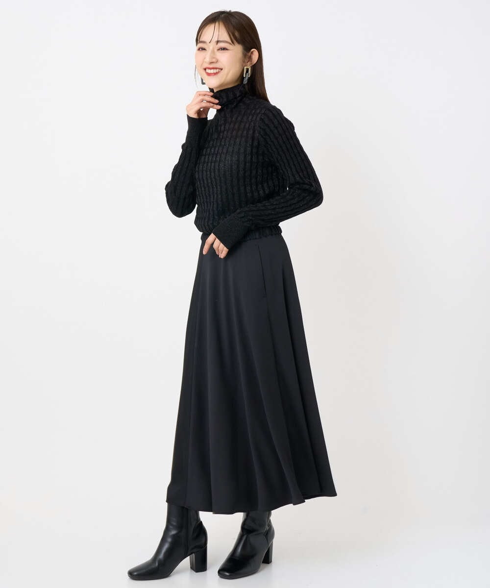 F6FAD20230 MICHEL KLEIN(小さいサイズ)(メゾン ドゥ サンク) [小さいサイズ]シアーケーブルハイネックニット ライトグレー