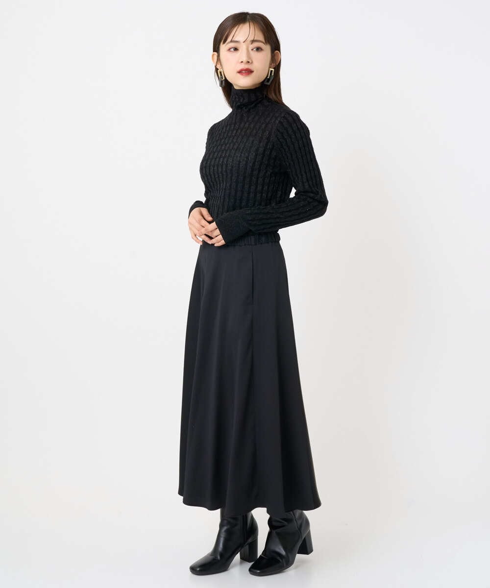 F6FAD20230 MICHEL KLEIN(小さいサイズ)(メゾン ドゥ サンク) [小さいサイズ]シアーケーブルハイネックニット ライトグレー