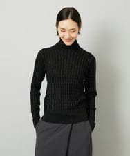 F6FAD20230 MICHEL KLEIN(小さいサイズ)(メゾン ドゥ サンク) [小さいサイズ]シアーケーブルハイネックニット ライトグレー
