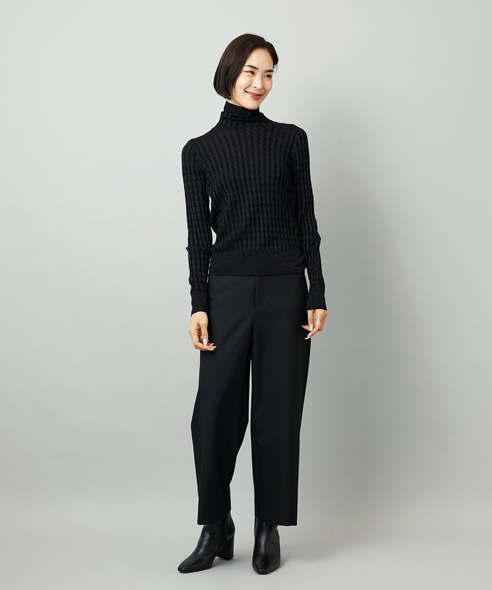 F6FAD20230 MICHEL KLEIN(小さいサイズ)(メゾン ドゥ サンク) [小さいサイズ]シアーケーブルハイネックニット ライトグレー