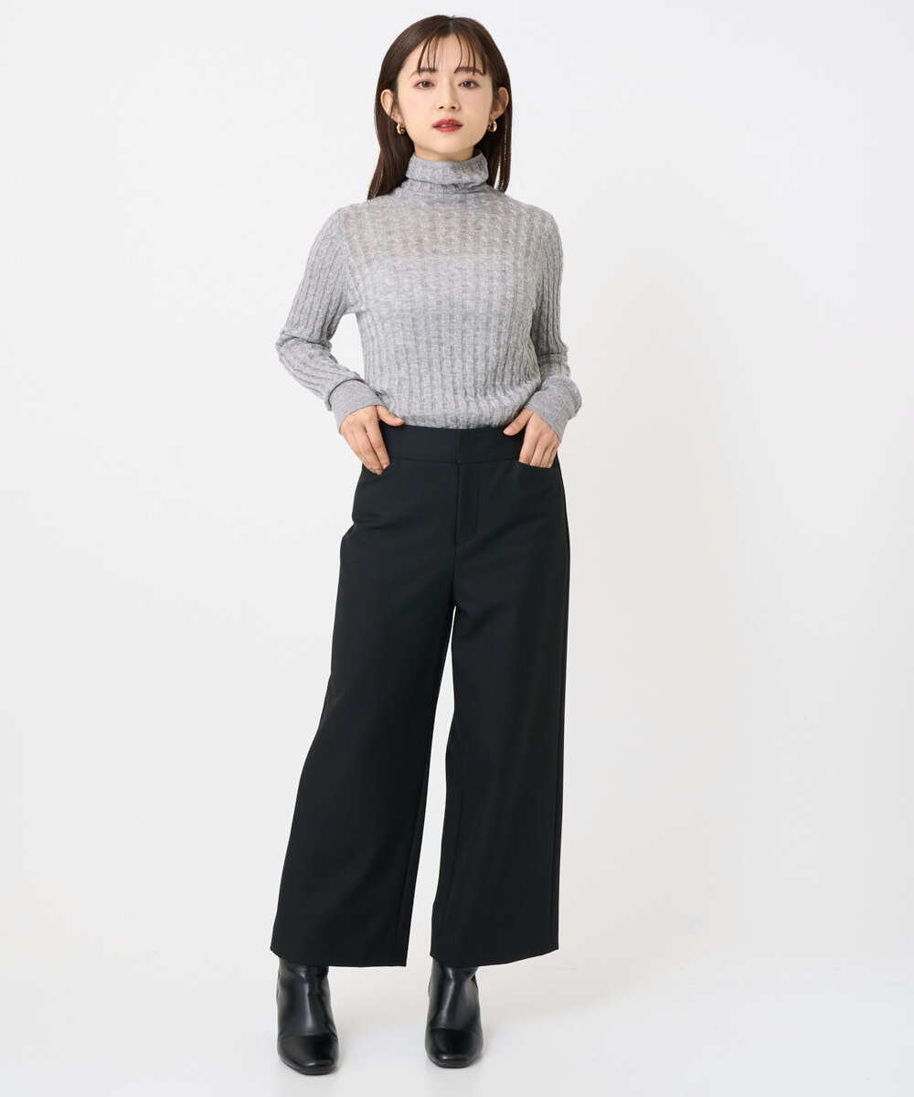 F6FAD20230 MICHEL KLEIN(小さいサイズ)(メゾン ドゥ サンク) [小さいサイズ]シアーケーブルハイネックニット ライトグレー