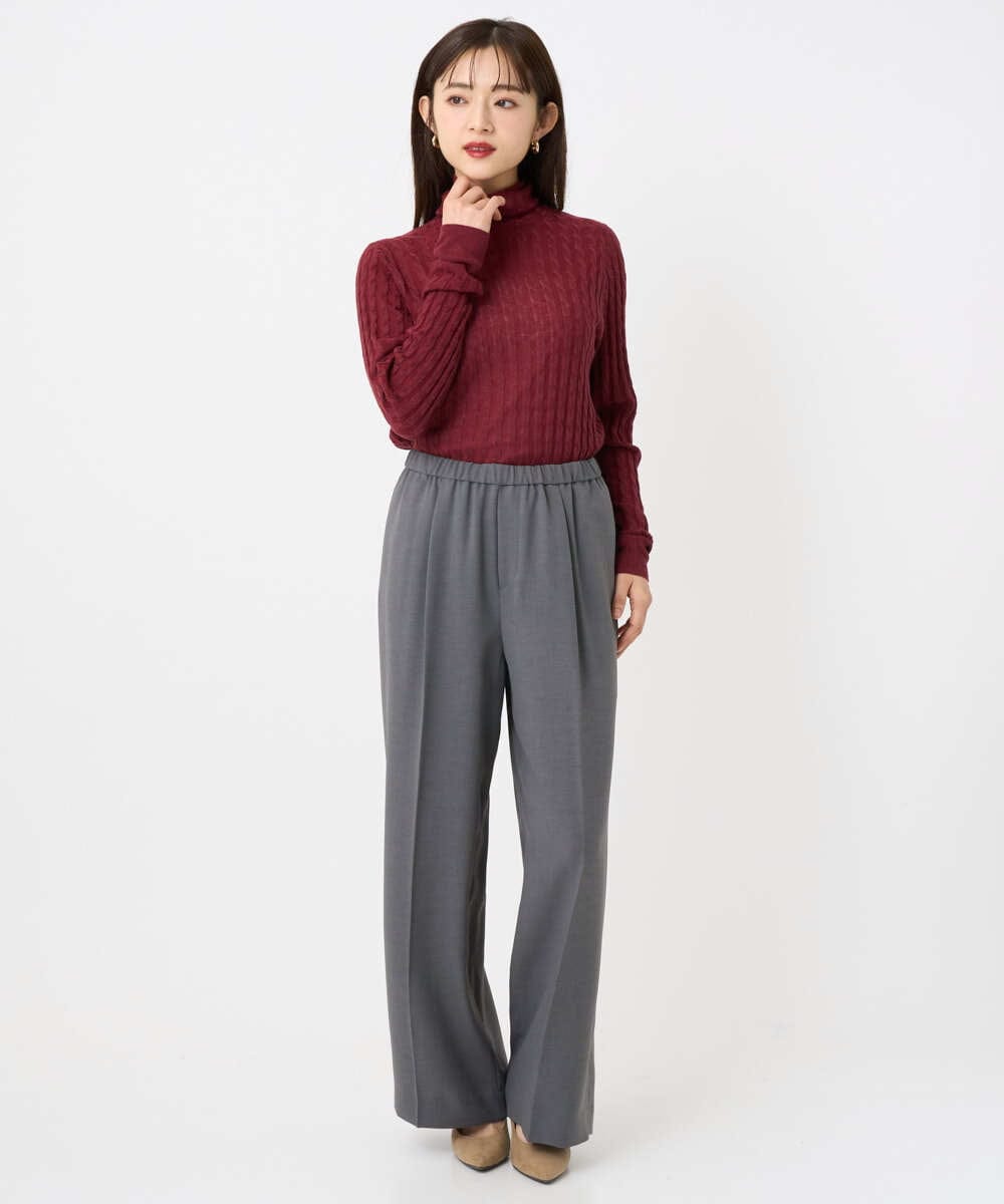 F6FAD20230 MICHEL KLEIN(小さいサイズ)(メゾン ドゥ サンク) [小さいサイズ]シアーケーブルハイネックニット ライトグレー