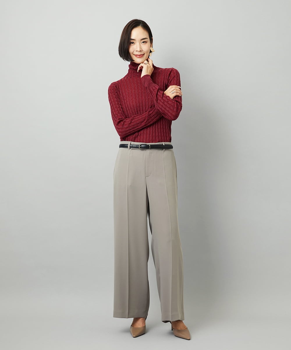 F6FAD20230 MICHEL KLEIN(小さいサイズ)(メゾン ドゥ サンク) [小さいサイズ]シアーケーブルハイネックニット ライトグレー