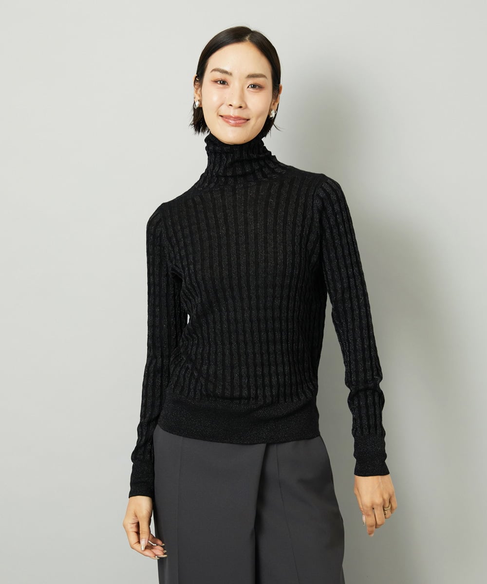 F6FAD20230 MICHEL KLEIN(小さいサイズ)(メゾン ドゥ サンク) [小さいサイズ]シアーケーブルハイネックニット ライトグレー