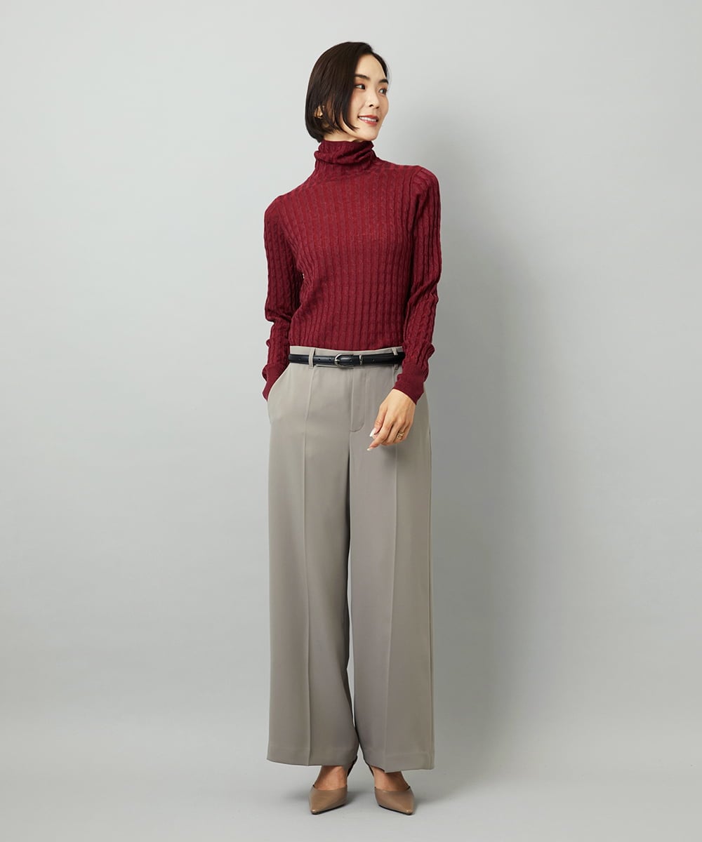 F6FAD20230 MICHEL KLEIN(小さいサイズ)(メゾン ドゥ サンク) [小さいサイズ]シアーケーブルハイネックニット ライトグレー