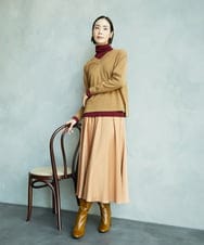 F6FAD20230 MICHEL KLEIN(小さいサイズ)(メゾン ドゥ サンク) [小さいサイズ]シアーケーブルハイネックニット ライトグレー