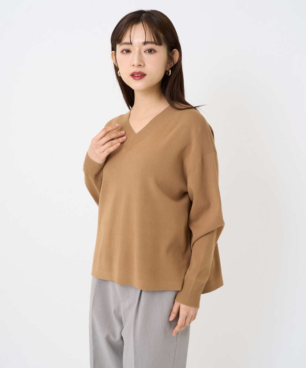 F6FAD23210 MICHEL KLEIN(小さいサイズ)(メゾン ドゥ サンク) [小さいサイズ]Vネックニット ライトブルー