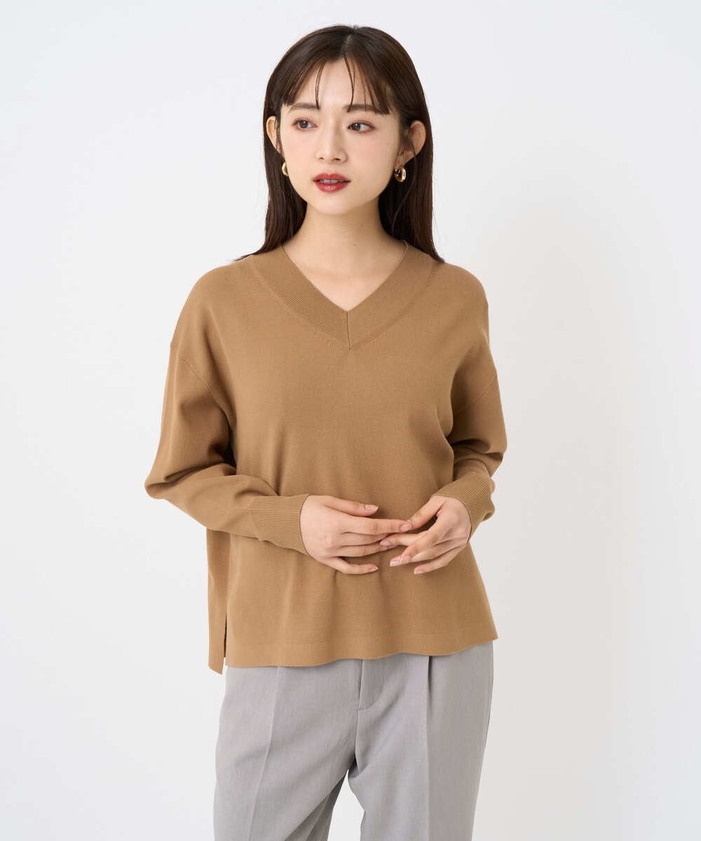 F6FAD23210 MICHEL KLEIN(小さいサイズ)(メゾン ドゥ サンク) [小さいサイズ]Vネックニット ライトブルー