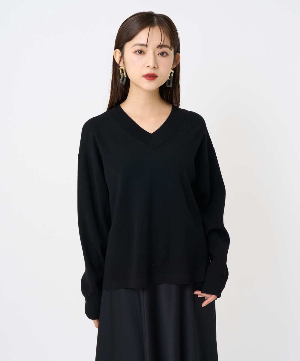 F6FAD23210 MICHEL KLEIN(小さいサイズ)(メゾン ドゥ サンク) [小さいサイズ]Vネックニット ライトブルー