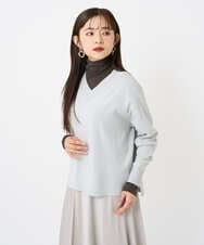 F6FAD23210 MICHEL KLEIN(小さいサイズ)(メゾン ドゥ サンク) [小さいサイズ]Vネックニット ライトブルー