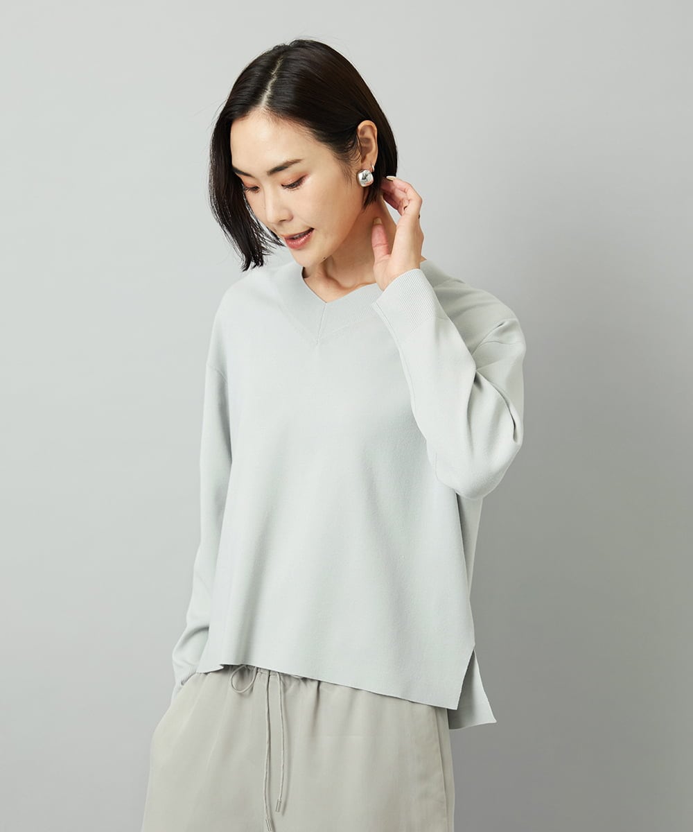 F6FAD23210 MICHEL KLEIN(小さいサイズ)(メゾン ドゥ サンク) [小さいサイズ]Vネックニット ライトブルー