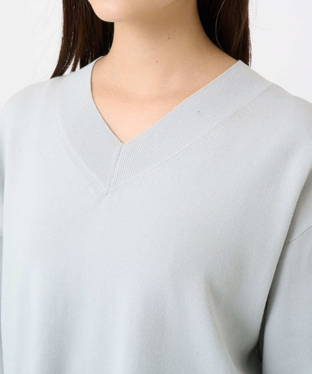 F6FAD23210 MICHEL KLEIN(小さいサイズ)(メゾン ドゥ サンク) [小さいサイズ]Vネックニット ライトブルー